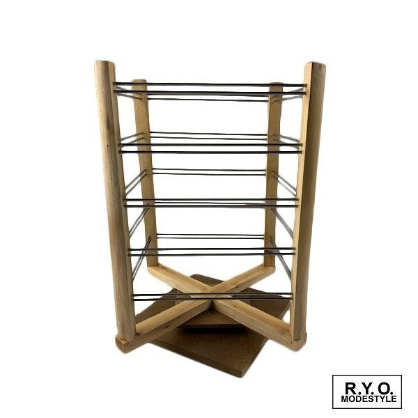 イヤリング ピアス スタンド ４面 回転 木製 ジュエリー