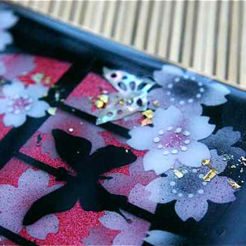 送料無料】匠の技！和柄手鏡「気」和風コンパクトミラー（縦9cm×横4cm