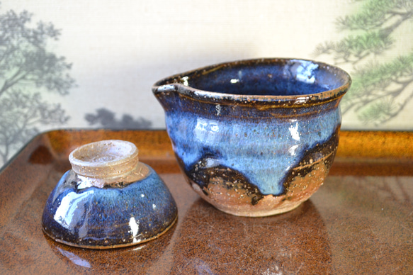 半酒器 再入荷！】◇片口酒器セット 星空(コスモブルー) ＊酒器 片口酒器＋お