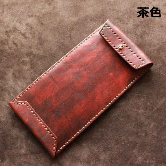 【受注製作・手染めカラー】革の封筒　牛ヌメ革 7枚目の画像