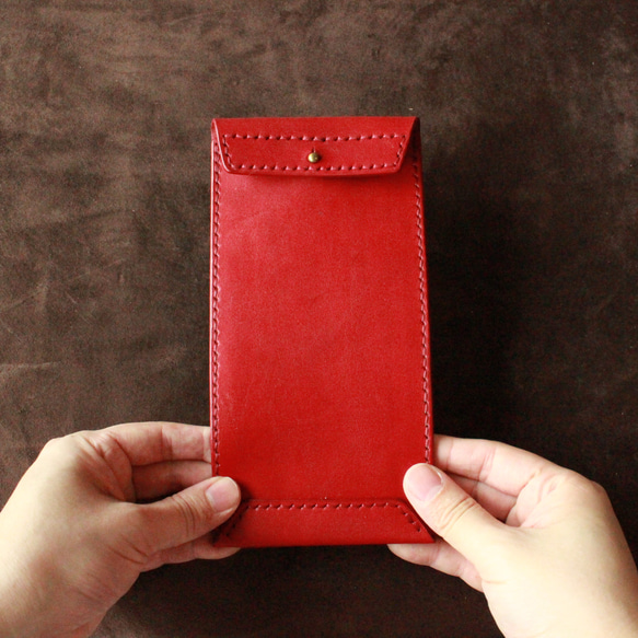 【受注製作・手染めカラー】革の封筒　牛ヌメ革 2枚目の画像