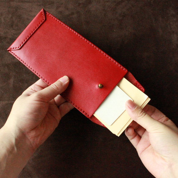 【受注製作・手染めカラー】革の封筒　牛ヌメ革 4枚目の画像