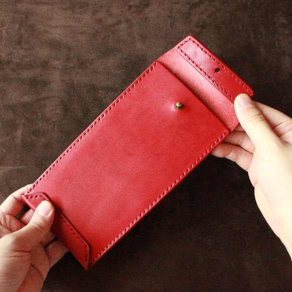 【受注製作・手染めカラー】革の封筒　牛ヌメ革 3枚目の画像