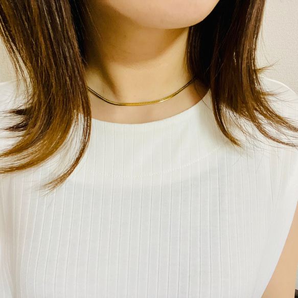 ヘリンボーンチェーンネックレス スネークチェーン ゴールド