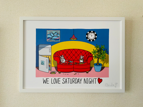 フレーム付きアート「WE LOVE SATURDAY NIGHT」A3カラー 1枚目の画像