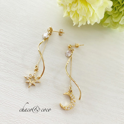 再販！べっ甲風〇＆ジルコニア付✨ピアス/イヤリングG イヤリング