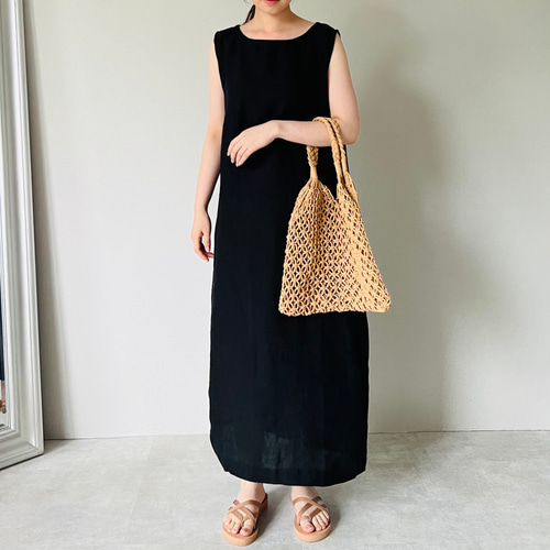 新作送0 大人の麻100％ワンピ 痩せ見えゆったりリネンワンピ3色 トール