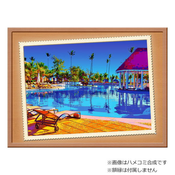 【選べる3枚組ポストカード】ドミニカのリゾートプール【作品No.371】 2枚目の画像