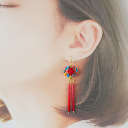 再販×1】太鼓ピアス 赤鬼ver. /イヤリング・サージカル 再販×1】太鼓ピアス 赤鬼ver. /イヤリング・サージカル
