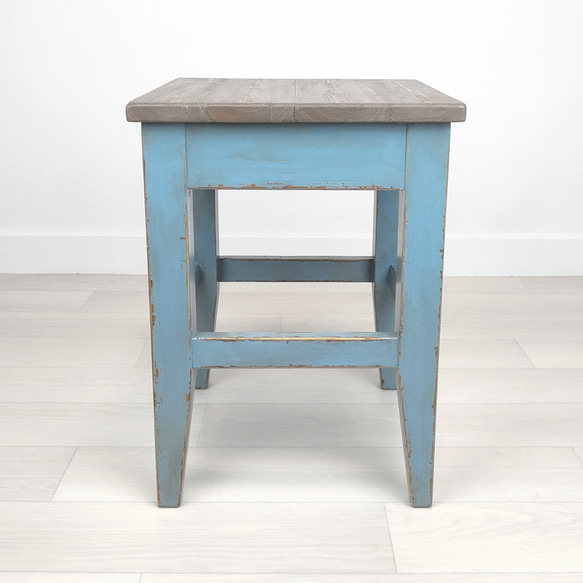 シャビーシックなスツール (ブルー) 2枚目の画像