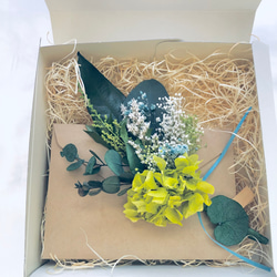 プリザーブドフラワー/小花とグリーンの花束レターセット/窓付きギフトボックスリボンラッピング付き 3枚目の画像