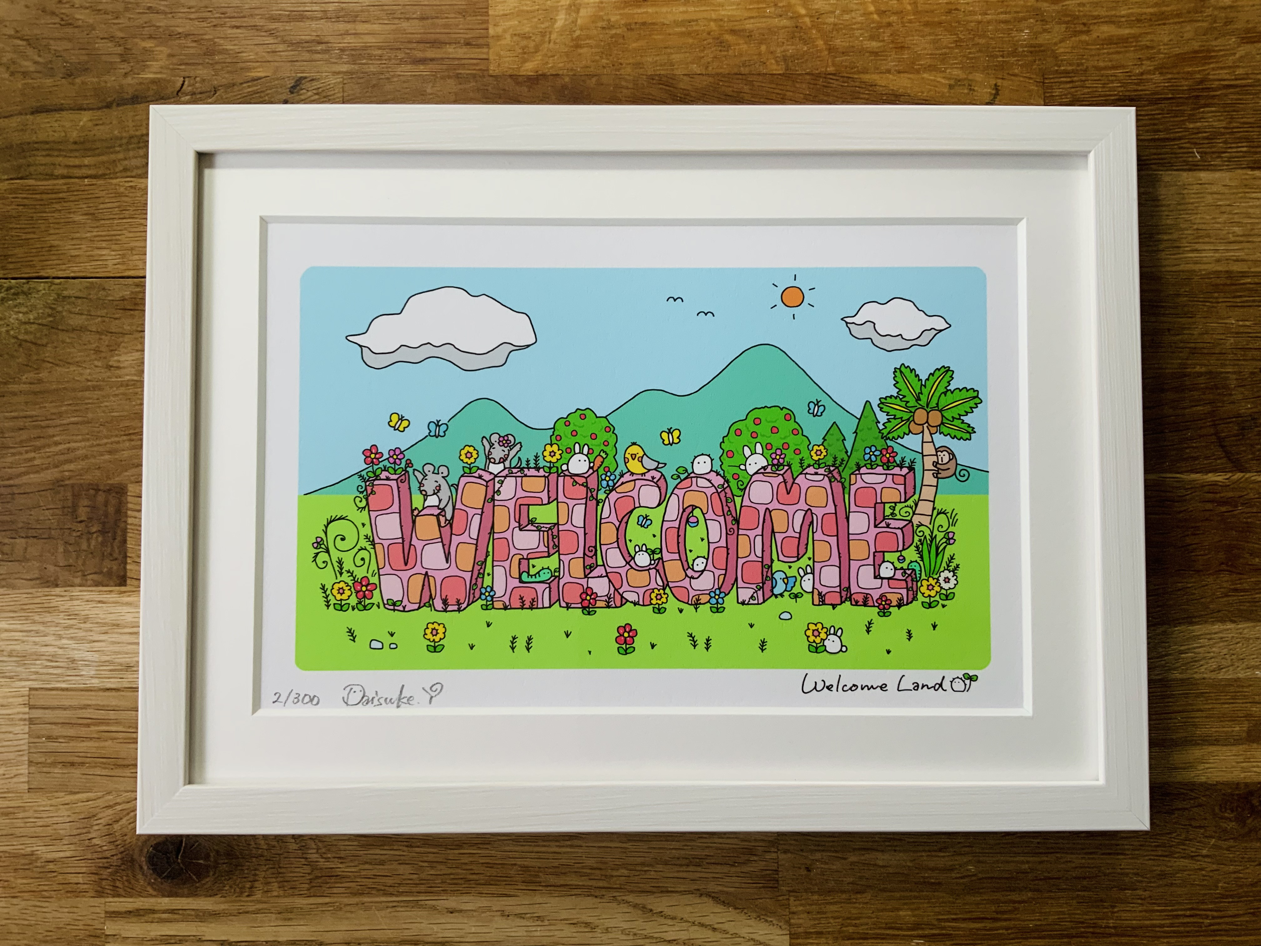 フレーム付きアート「Welcome Land」A4カラー