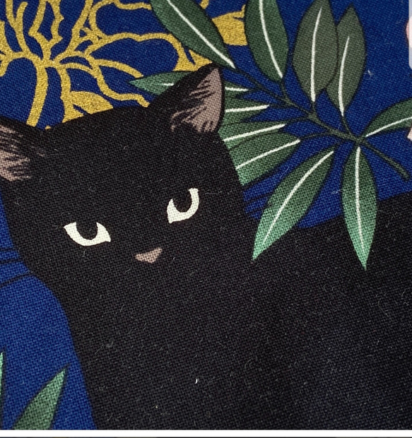 黒猫と藤柄【オーダー生地見本】 8枚目の画像