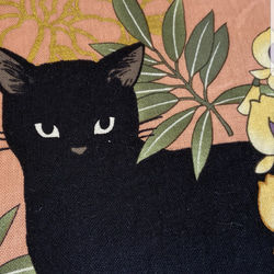 黒猫と藤柄【オーダー生地見本】 3枚目の画像