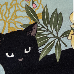 黒猫と藤柄【オーダー生地見本】 4枚目の画像