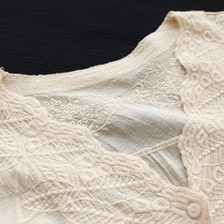 夏      レディース  綿麻  カーディガン  リネン カーディガン   刺繍  半端袖 カーディガン 10枚目の画像