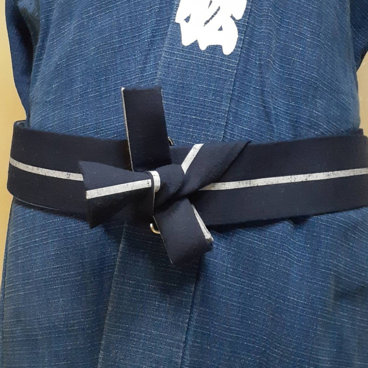 新商品　洗濯しても帯のくずれ無し 一力帯　角帯８０ｍｍ　大き目サイズ一力結び 濃紺126