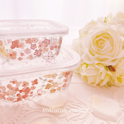 フラワー柄ガラスタッパー 1点〜 大or小 2サイズ その他調理器具