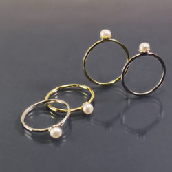 小品系列-簡約小珍珠925銀/黃銅戒 第2張的照片
