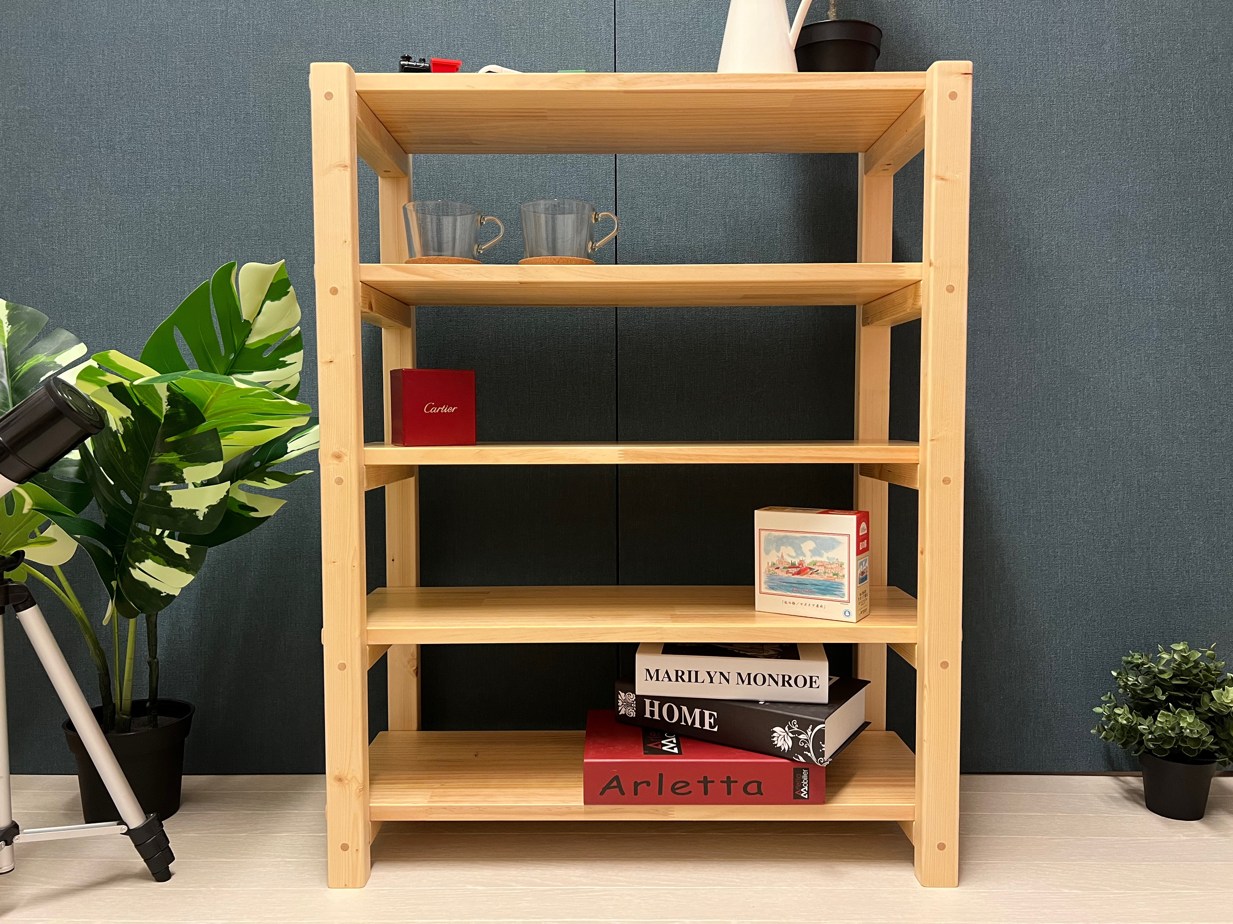 【送料無料】 オープンラック 80cm 5段 パイン ナチュラル