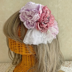 【(2color)パステルヘッドドレス 】ヘッドドレス  フラワー　トーク帽　誕生日　ウエディング　着物　花冠 8枚目の画像