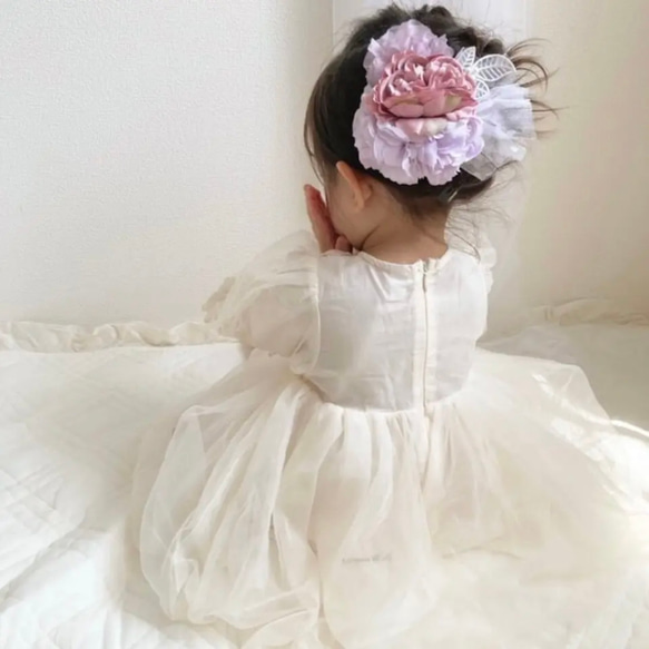 【(2color)パステルヘッドドレス 】ヘッドドレス  フラワー　トーク帽　誕生日　ウエディング　着物　花冠 4枚目の画像