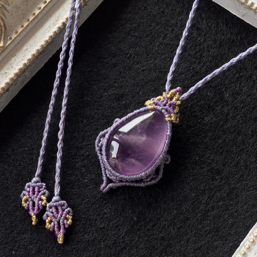 トラピッチェアメジストのマクラメネックレスB ネックレス
