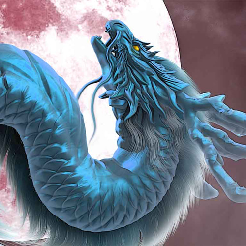 龍の絵「月光2青龍」自作A4 竜の絵 イラスト breeze 通販 14071664