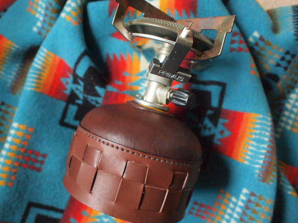 OD 缶カバー250/230サイズ　２段scacchi　 栃木レザー　厚手チョコレート色・糸茶 8枚目の画像