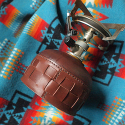 OD 缶カバー250/230サイズ　２段scacchi　 栃木レザー　厚手チョコレート色・糸茶 3枚目の画像