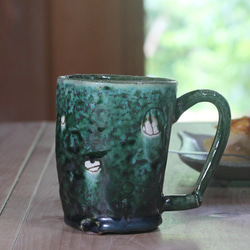 織部丸模様入りマグカップ】m102 和食器 陶芸 手作り 素敵 プレゼント