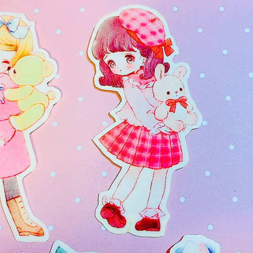 oppフレークシール 1ループ 女の子柄 No.182 手帳 日記 ラッピング