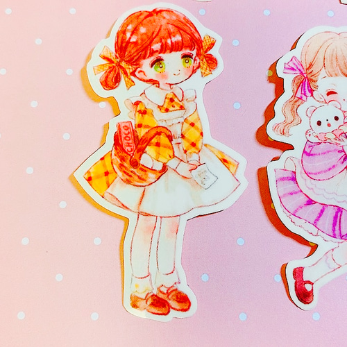 oppフレークシール 1ループ 女の子柄 No.182 手帳 日記 ラッピング