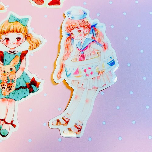 oppフレークシール 1ループ 女の子柄 No.182 手帳 日記 ラッピング