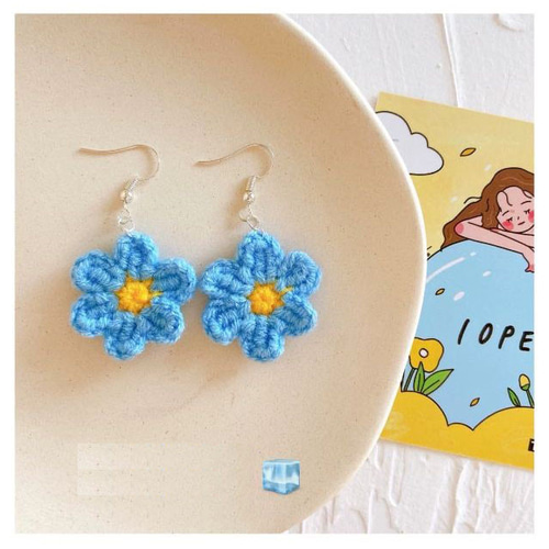 新品　七宝焼き　イヤリング　花　青　ブルー　レディース　アクセサリー　耳飾り 七宝焼の花ピアス – 伝統美と現代的なエレガンスが見事に融合 P152