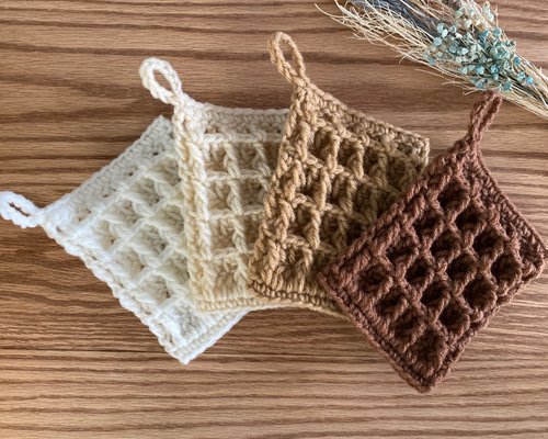 アクリルたわし4枚セット/brown＊送料込み その他キッチン小物