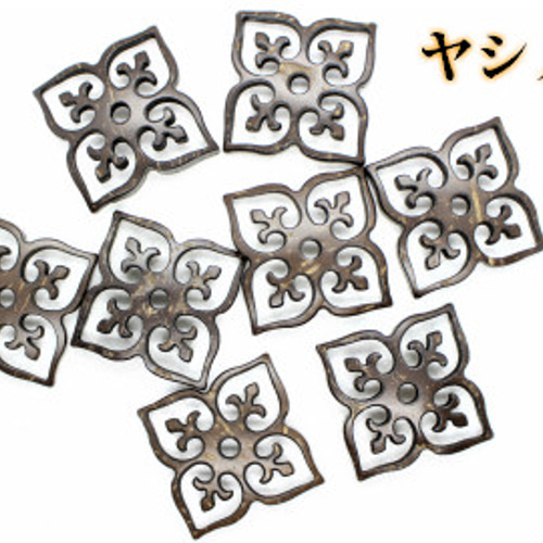 美品♦️透かし彫り装飾 高級 プレート♦️希少 ナンバー728♦️アンティーク♦️送料込 花型ヤシノミパーツ PK-209 ヤシノミ 花型 透かし彫り パーツ 材料