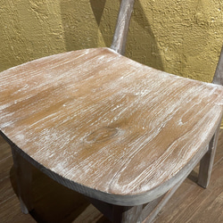 チーク 木製椅子 ワークチェア ダイニングチェア カフェ ダメージ仕上げ チーク無垢 ホワイトウォッシュ cha403 5枚目の画像