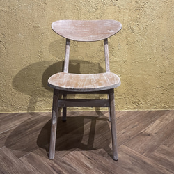 チーク 木製椅子 ワークチェア ダイニングチェア カフェ ダメージ仕上げ チーク無垢 ホワイトウォッシュ cha403 2枚目の画像