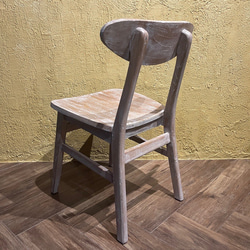 チーク 木製椅子 ワークチェア ダイニングチェア カフェ ダメージ仕上げ チーク無垢 ホワイトウォッシュ cha403 7枚目の画像