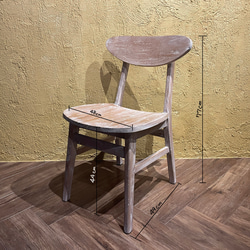 チーク 木製椅子 ワークチェア ダイニングチェア カフェ ダメージ仕上げ チーク無垢 ホワイトウォッシュ cha403 8枚目の画像