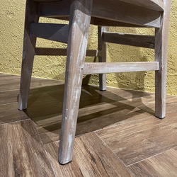 チーク 木製椅子 ワークチェア ダイニングチェア カフェ ダメージ仕上げ チーク無垢 ホワイトウォッシュ cha403 6枚目の画像