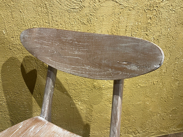 チーク 木製椅子 ワークチェア ダイニングチェア カフェ ダメージ仕上げ チーク無垢 ホワイトウォッシュ cha403 4枚目の画像