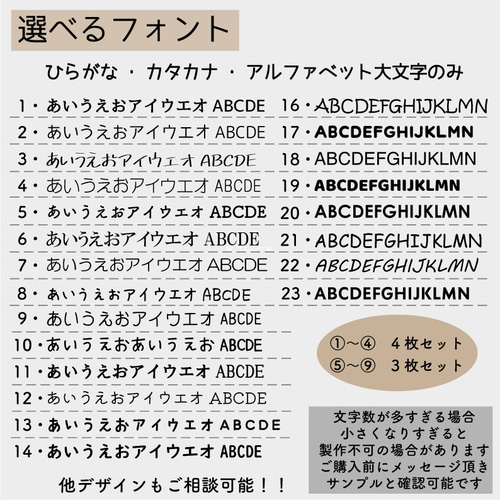 お名前アイロンステッカー選べるデザイン☆選べるフォント☆名