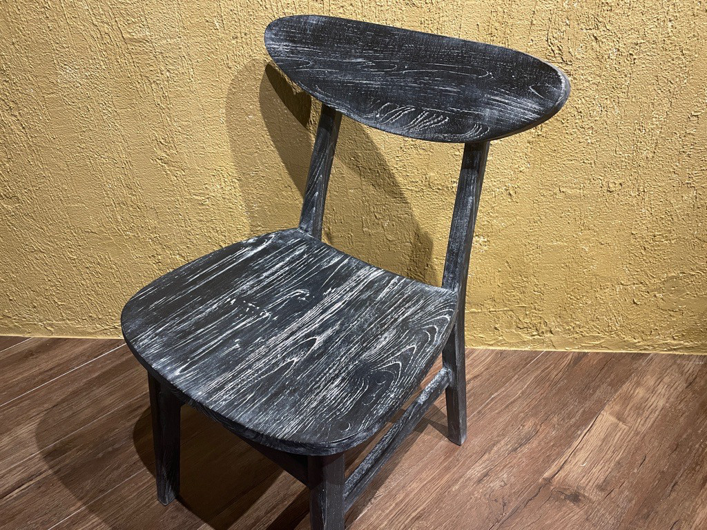 チーク 木製椅子 ワークチェア ダイニングチェア カフェ ダメージ仕上げ チーク無垢 ダークウォッシュ cha403