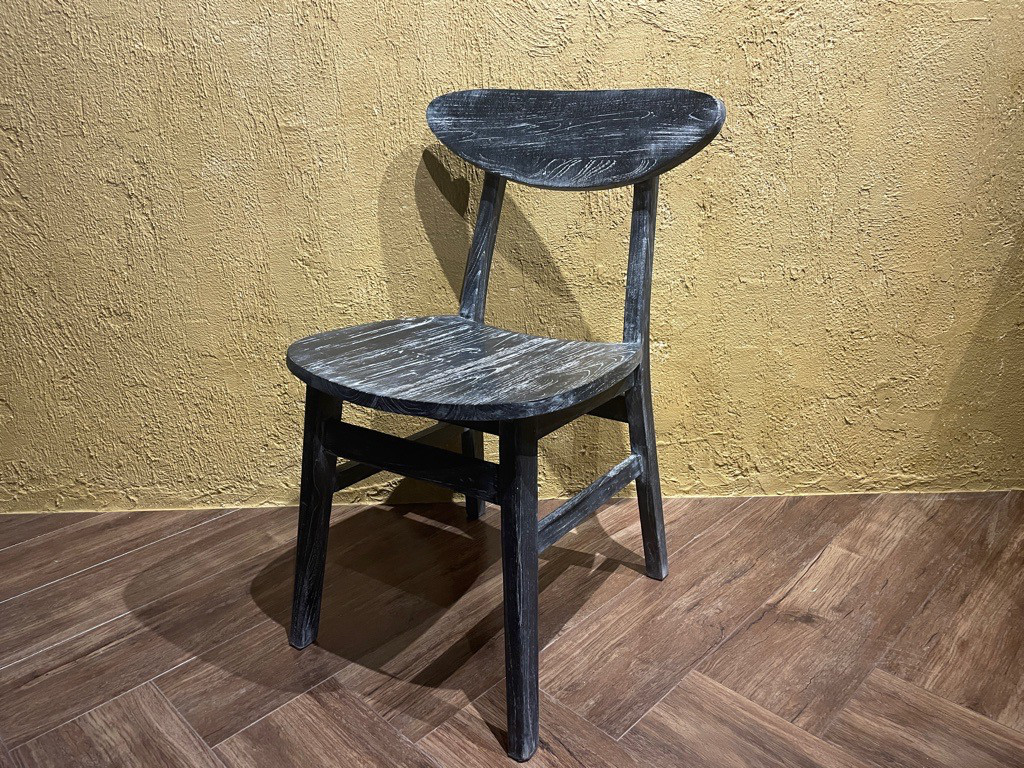 チーク 木製椅子 ワークチェア ダイニングチェア カフェ ダメージ仕上げ チーク無垢 ダークウォッシュ cha403