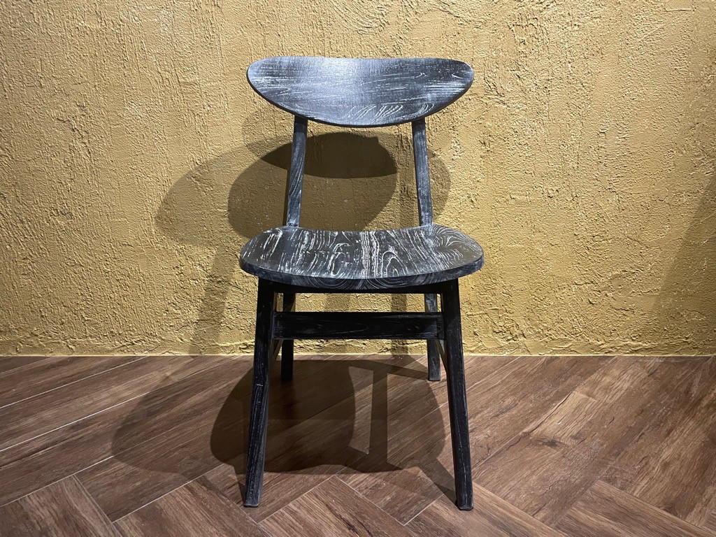 チーク 木製椅子 ワークチェア ダイニングチェア カフェ ダメージ仕上げ チーク無垢 ダークウォッシュ cha403