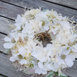 White  grass wreath フラワー　幸せのおまもりヒンメリスター付き 4枚目の画像