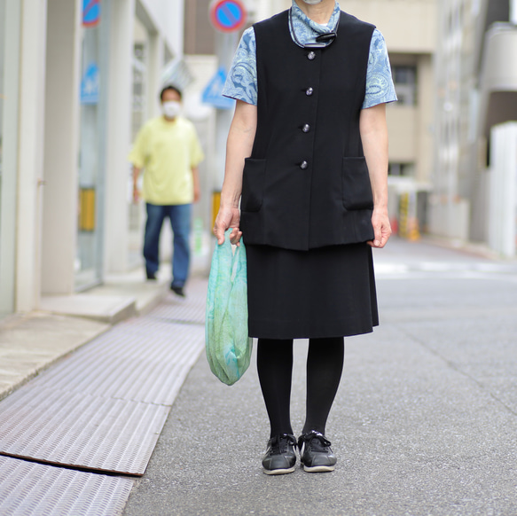 シルクオーガンジ―　巾着＆ハンドバッグ　－森ー 8枚目の画像