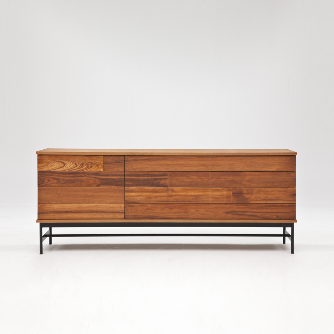 プッシュオープンキャビネット【チーク材】[オイル仕上